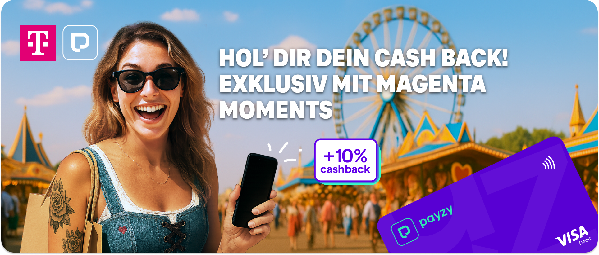 SONNE KOMMT RAUS, NEUE SONNENBRILLE FÜR UMME! Mach mit bei der payzy Cashback-Lotterie und gewinne bis zu 1000€ Cashback!