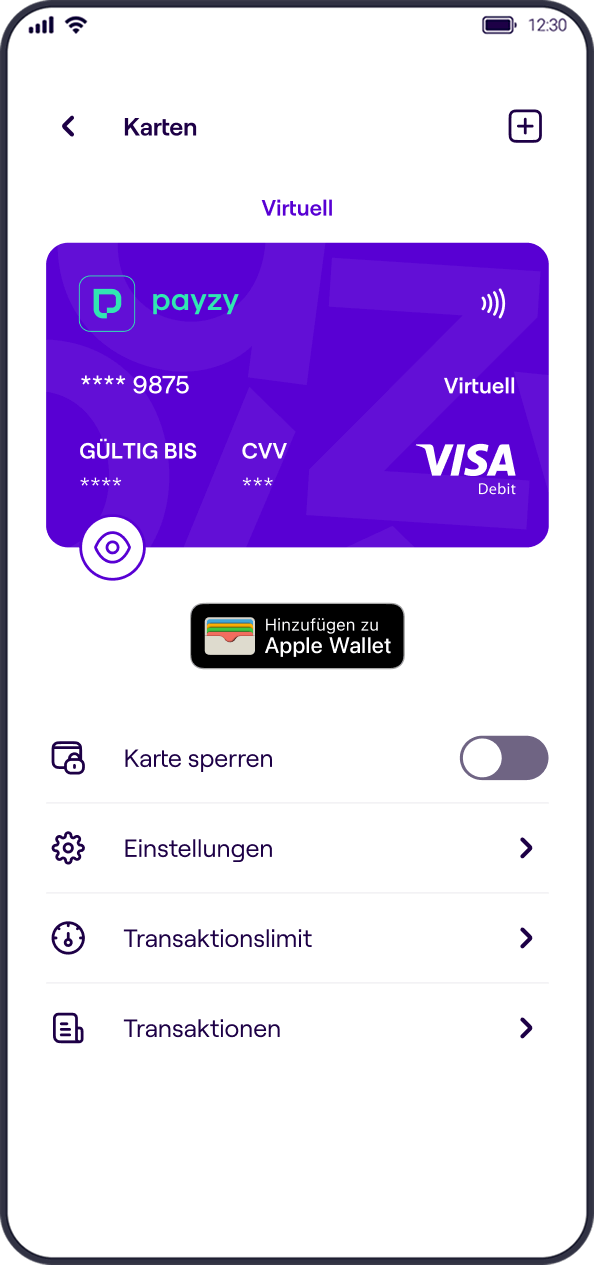 payzy Karte zu Apple Pay hinzufügen