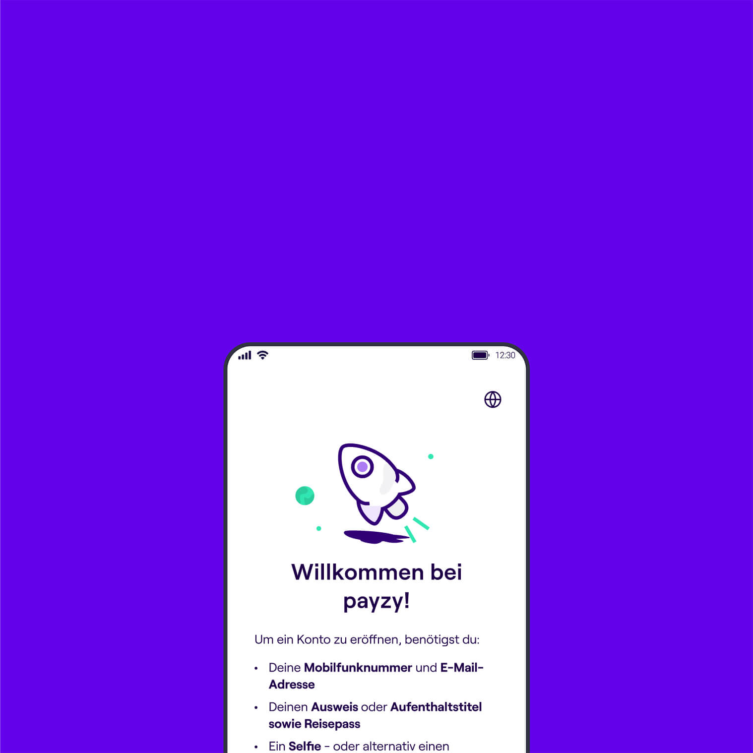 Registrierung bei payzy