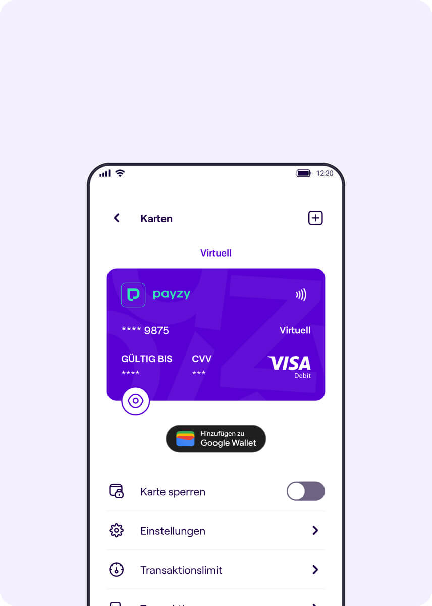 payzy Visa mit Google Wallet verbinden